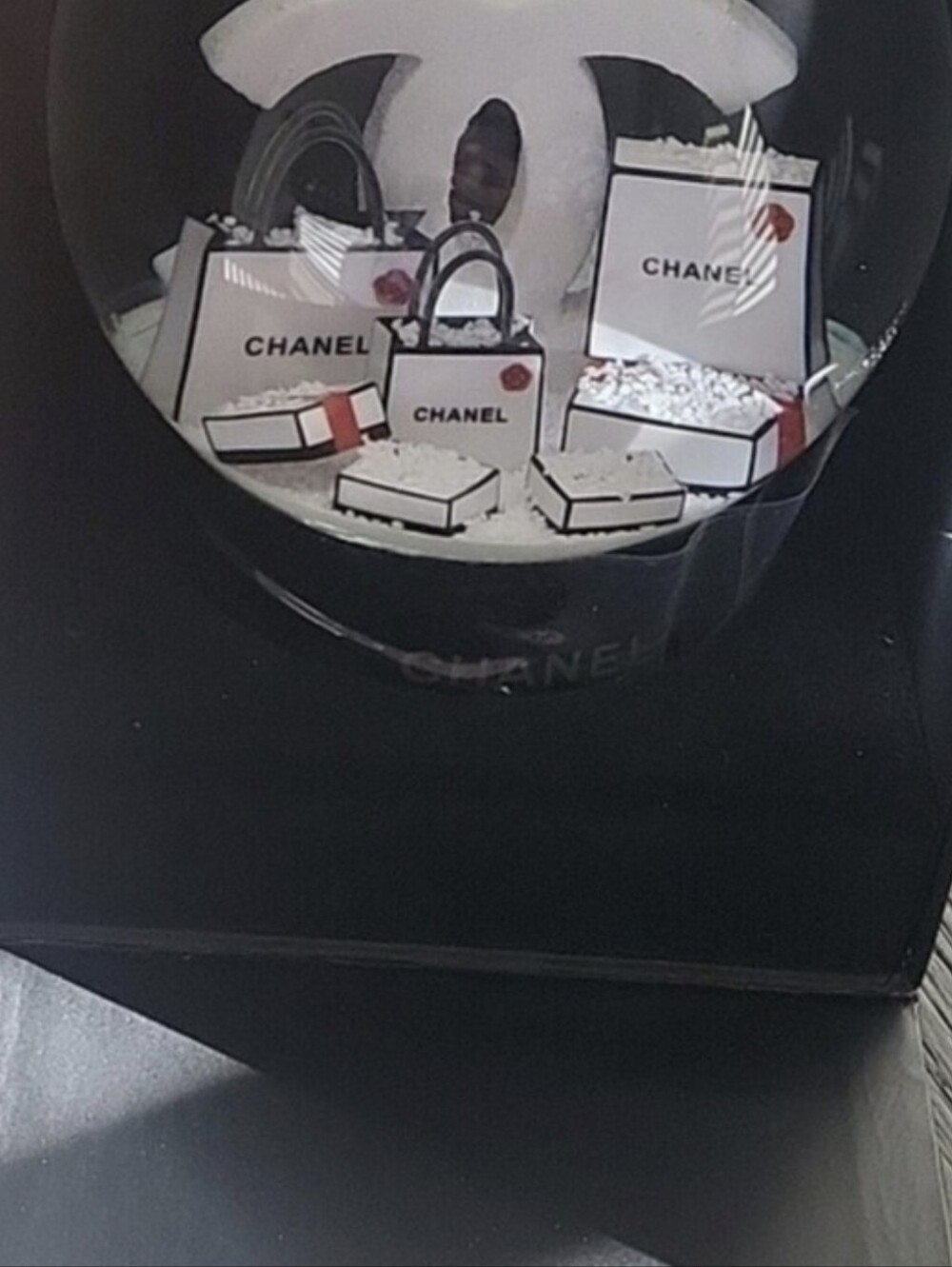 Chanel Snow Globe with Miniature Chanel Bags and Boxes - Black & White